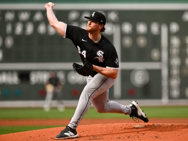 BOSTON, MASSACHUSETTS - APRIL 19: Shane Smith #64 of the Chicago White Sox pitches against the Boston Red Sox during the first inning at Fenway Park on April 19, 2025 in Boston, Massachusetts. (Photo by Brian Fluharty/Getty Images)