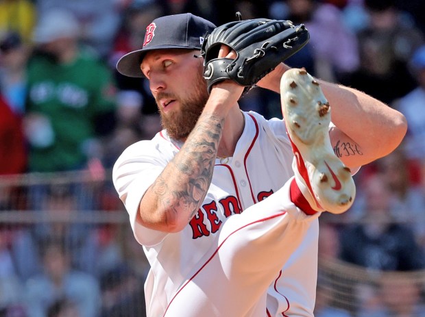 Boston, MA - April 24 - Garrett Crochet #35 of the Boston Red Sox pitches during the third inning of a MLB game against the Seattle Mariners at Fenway Park. (Photo By Matt Stone/Boston Herald)