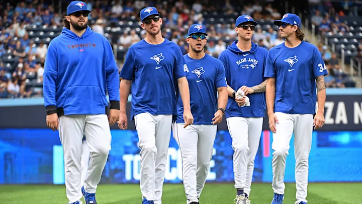 Toronto Blue Jays pitchers Bowden Francis and Kevin Gausman have a standoff