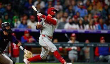Schwarber hits 300th homer as Phillies rally past Rockies to move into 1st place