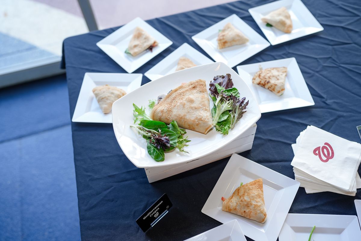 Crepes on white plates