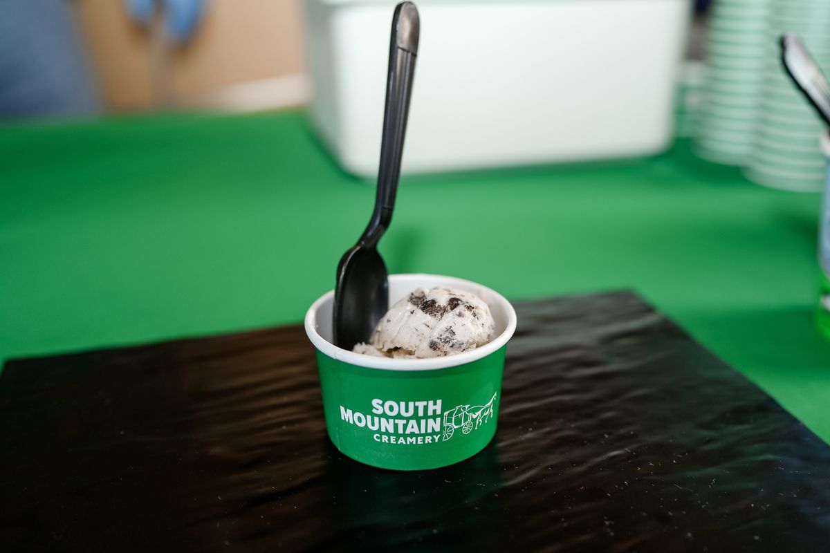 ice cream in a green cup