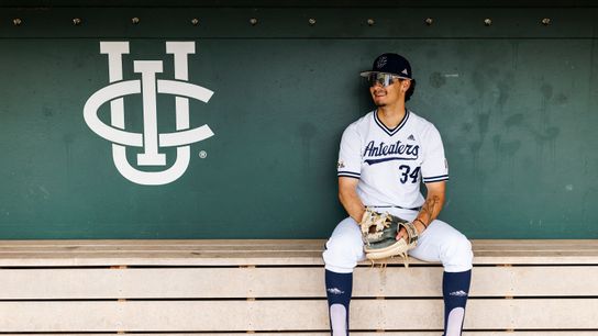 Colin Yeaman poses for a photo at Cicerone Field at Anteater Ballpark on May 7, 2025 in Irvine, California. 