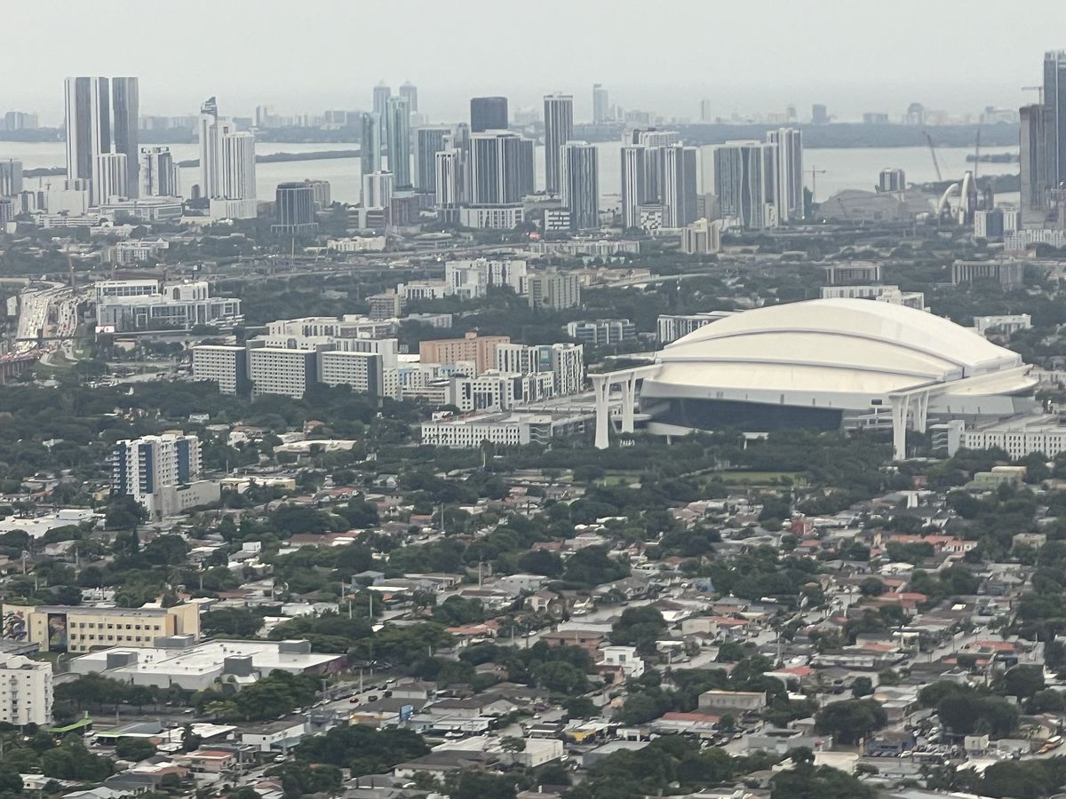 loanDepot Park from the air. September 17, 2024