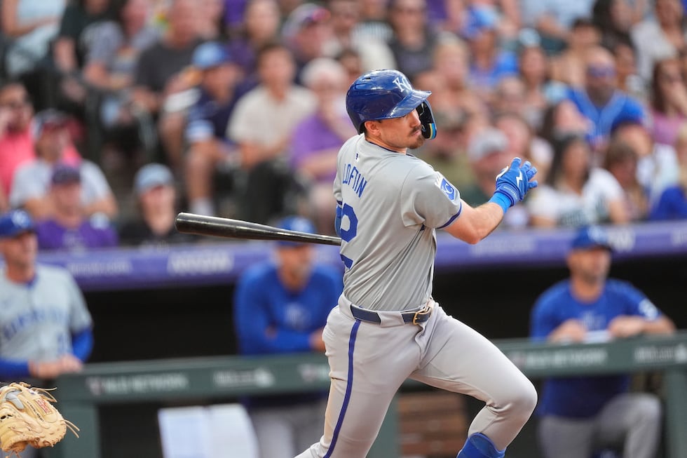 Kansas City Royals second baseman Nick Loftin (12) in the sixth inning of a baseball game...