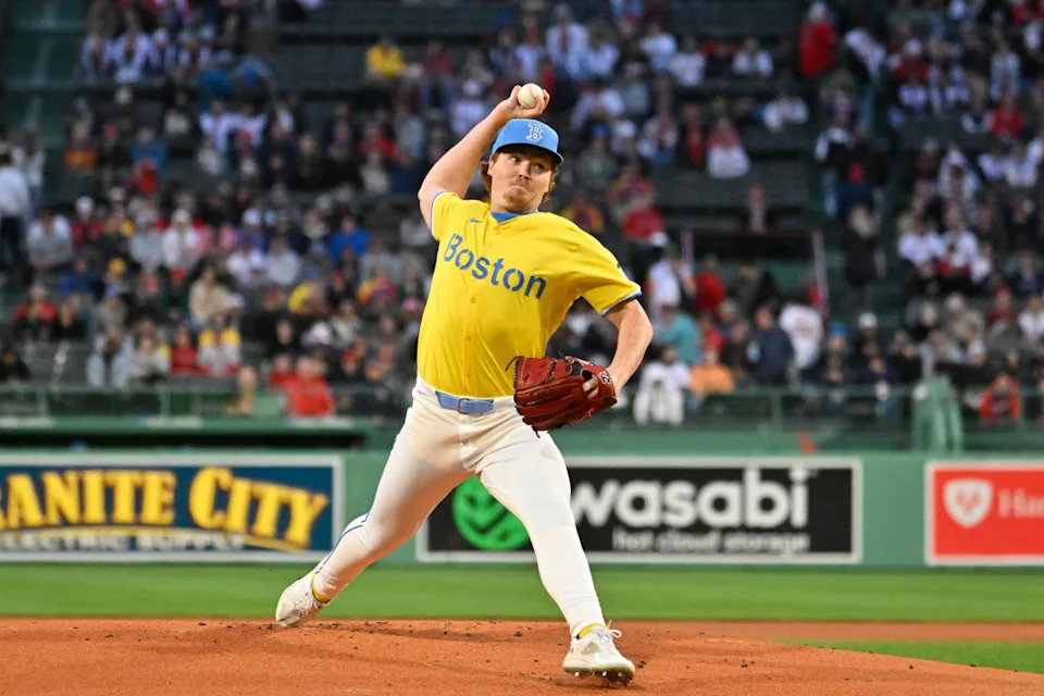 Boston Red Sox starting pitcher Hunter Dobbins (73) pitches against the Chicago White Sox.Eric Canha-Imagn Images