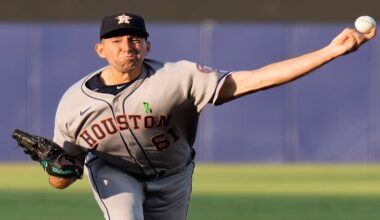Houston Astros pitcher Colton Gordon delivers to the Tampa Bay Rays during the first inning of a baseball game Monday, May 19, 2025, in Tampa, Fla. (AP Photo/Chris O'Meara)