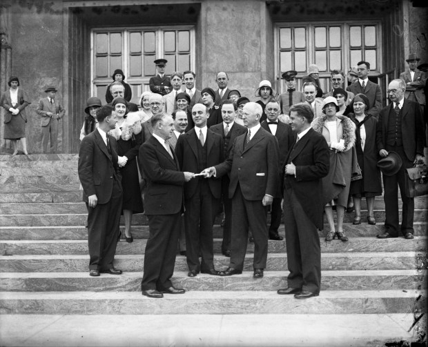 Phillip Grover, from left, George F. Wormser, Max Adler and...