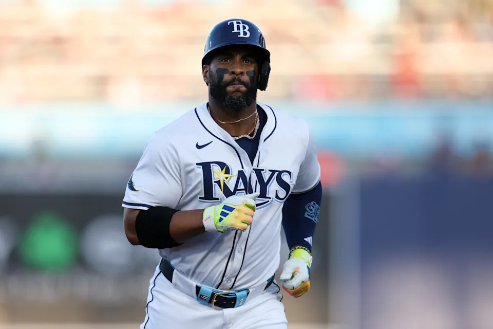Tampa Bay Rays' Yandy Diaz running after hitting a home run against the Boston Red Sox, April 2025Nathan Ray Seebeck-Imagn Images