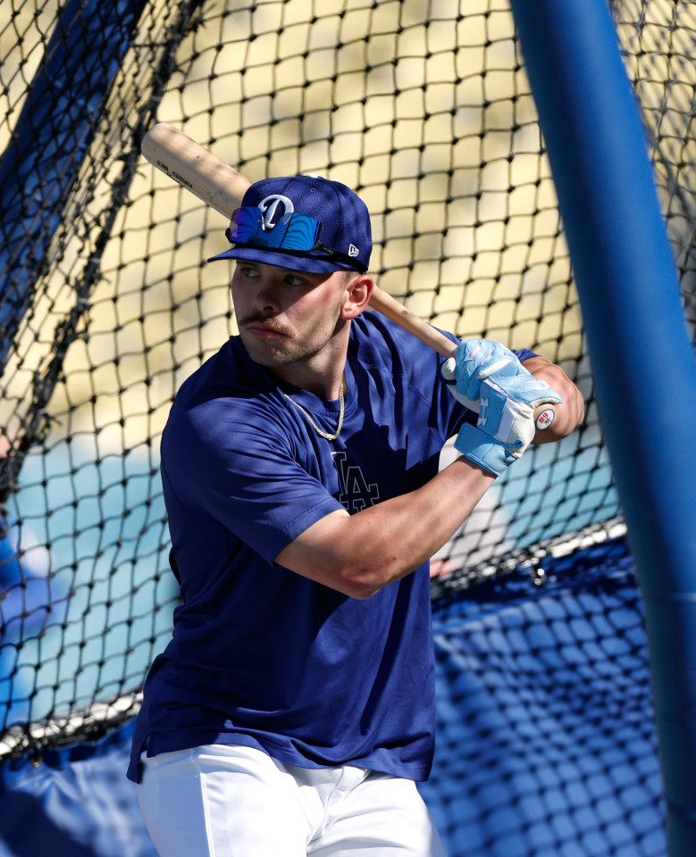 Los Angeles Dodgers player Dalton Rushing #68 at batting practice.