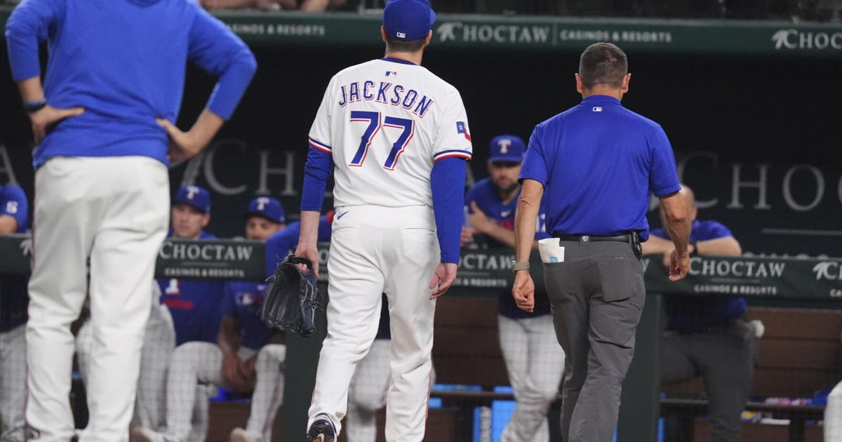 Rangers closer Luke Jackson takes comebacker off pitching hand on only his pitch against Rockies | Sports
