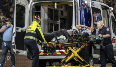 Yankees 3B Oswaldo Cabrera leaves game vs. Mariners in ambulance following awkward home plate slide | National Sports