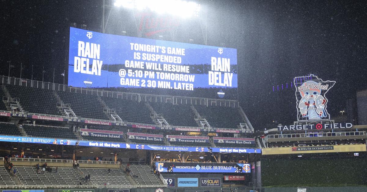 Guardians-Twins game suspended in fourth inning due to rain | MLB