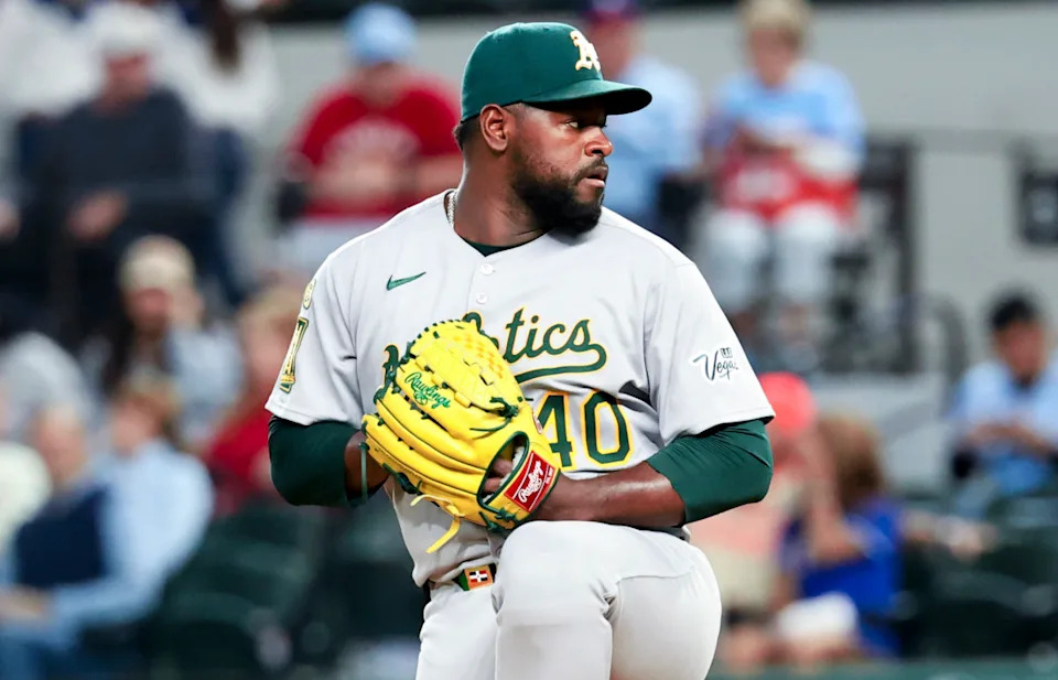 Athletics starting pitcher Luis Severino (40)Kevin Jairaj-Imagn Images