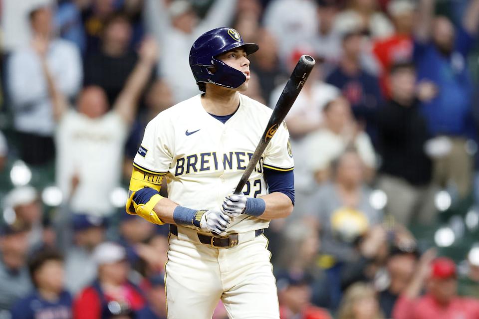 There was no doubt about Christian Yelich's grand slam from the moment he made contact. (John Fisher/Getty Images)