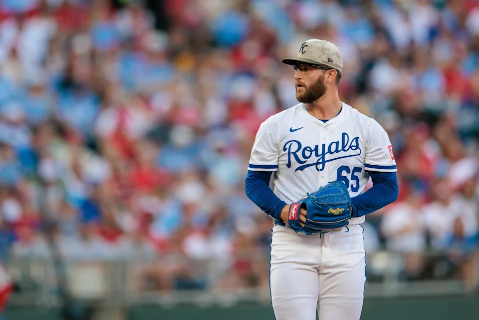 Kansas City Royals starting pitcher Noah Cameron at Kauffman Stadium in 2025.William Purnell-Imagn Images