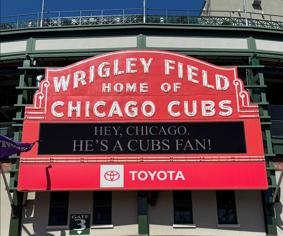 The Chicago Cubs put out this photo on X, claiming that Pope Leo, who hails from the Windy City, was a Cubs fan (X/@Cubs)