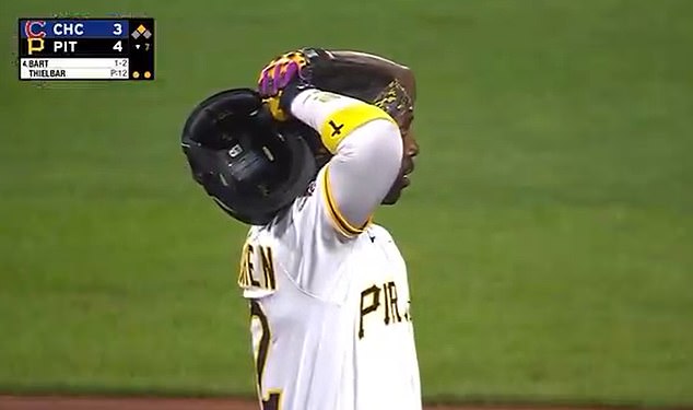 Andrew McCutchen put his head in his hands after the shocking moment