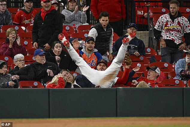 Arenado flew straight towards the head of a young girl as her parents recoiled in fear