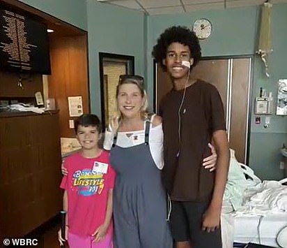 Wilmot visited Evan in the hospital for the first time this past weekend, tearfully hugging him and posing for a picture with him and her son 11-year-old son Phoenix