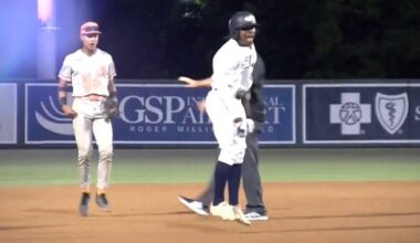 A college baseball player sparked mayhem on Saturday after gloating in the face of his rivals