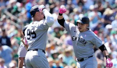 Aaron Judge gets 4 hits to raise his average to .409 and the Yankees beat the A's 12-2