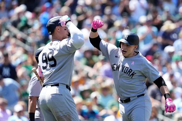 Aaron Judge gets 4 hits to raise his average to .409 and the Yankees beat the A's 12-2