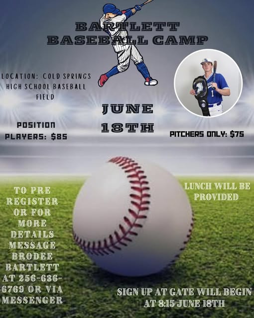 2nd annual Bartlett Baseball Camp set for June 18: Early registration open