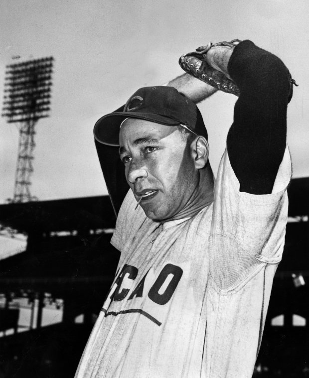 Sam "Toothpick" Jones pitched for the Cubs in 1955 and 1956. In 1955, he led the National League in strikeouts and became the first Black pitcher to toss a no-hitter in the majors. (Chicago Tribune archive)