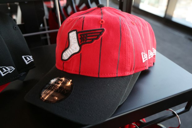 The White Sox unveil new Nike City Connect Series uniforms, including caps, Monday, April 28, 2025, at 167 Events in Chicago. (Terrence Antonio James/Chicago Tribune)