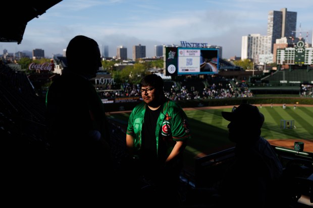 Fans walk through the upper concourse before the Chicago Cubs play the Miami Marlins at Wrigley Field on Tuesday, May 13, 2025, in Chicago. (Armando L. Sanchez/Chicago Tribune)