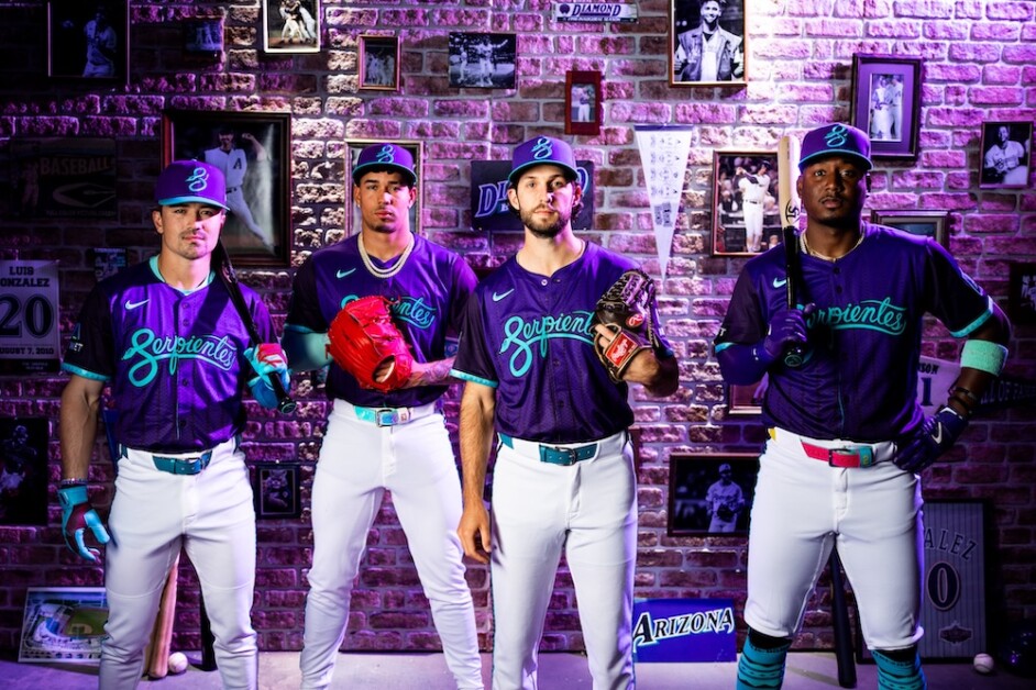 Diamonbacks unveiling purple and teal City Connect during Dodgers series