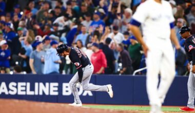 Daniel Schneemann #10 of the Cleveland Guardians grand slam...