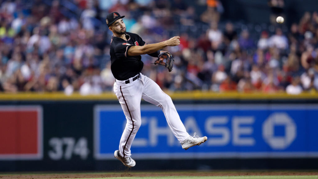 Jordan Lawlar #10 of the Arizona Diamondbacks...