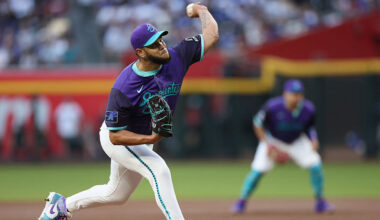 Starting pitcher Eduardo Rodriguez #57 of the Arizona Diamondbacks...