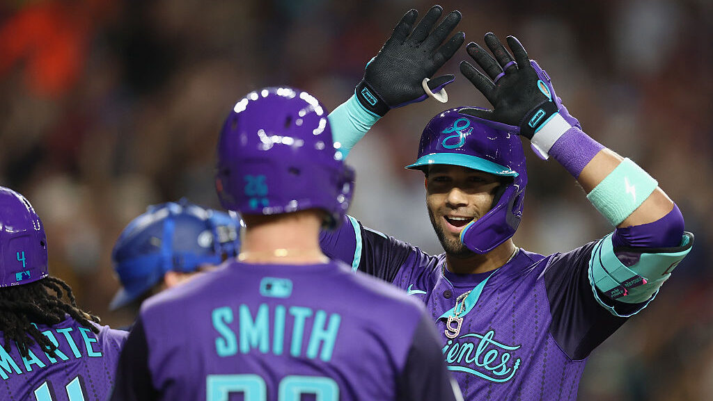 Lourdes Gurriel Jr. #12 of the Arizona Diamondbacks...