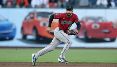 Jordan Lawlar #10 of the Arizona Diamondbacks...