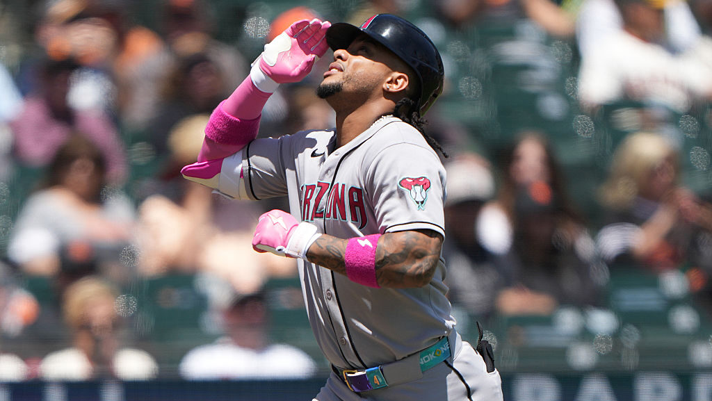 Ketel Marte #4 of the Arizona Diamondbacks...