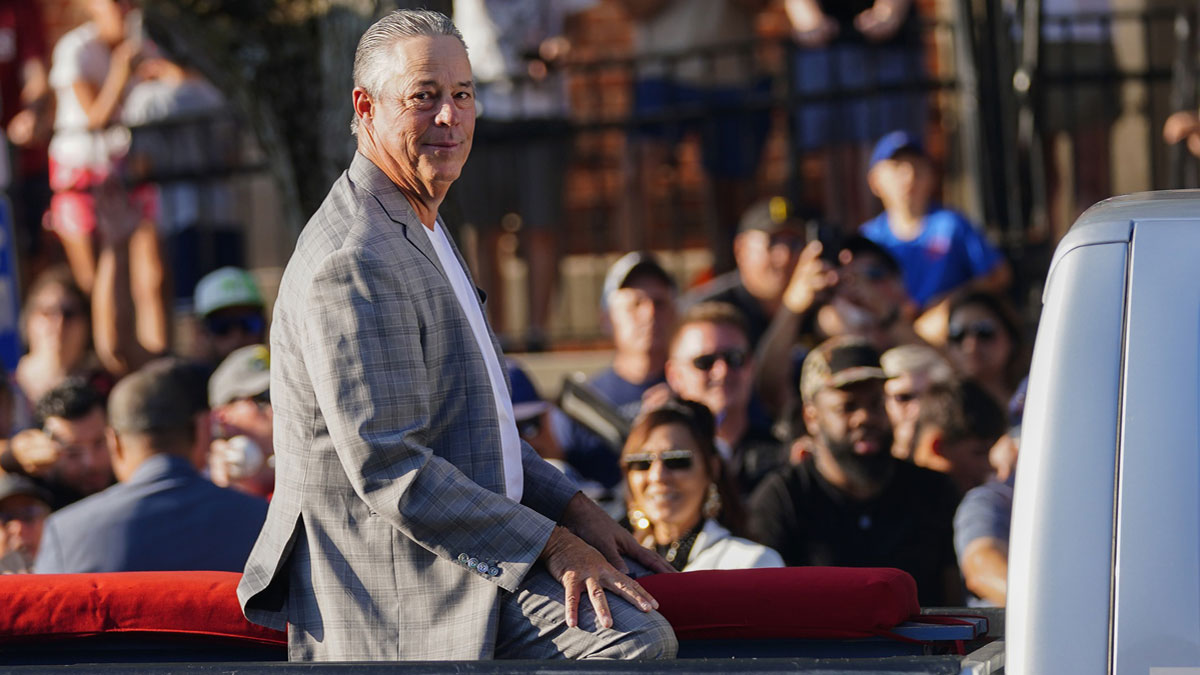 Hall of Famer Greg Maddux during the Parade of Legends. 