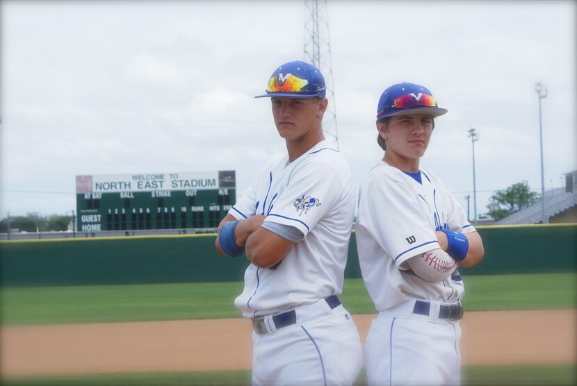 Texas Rangers third baseman Josh Jung, left, and Detroit Tigers third baseman Jace Jung,...