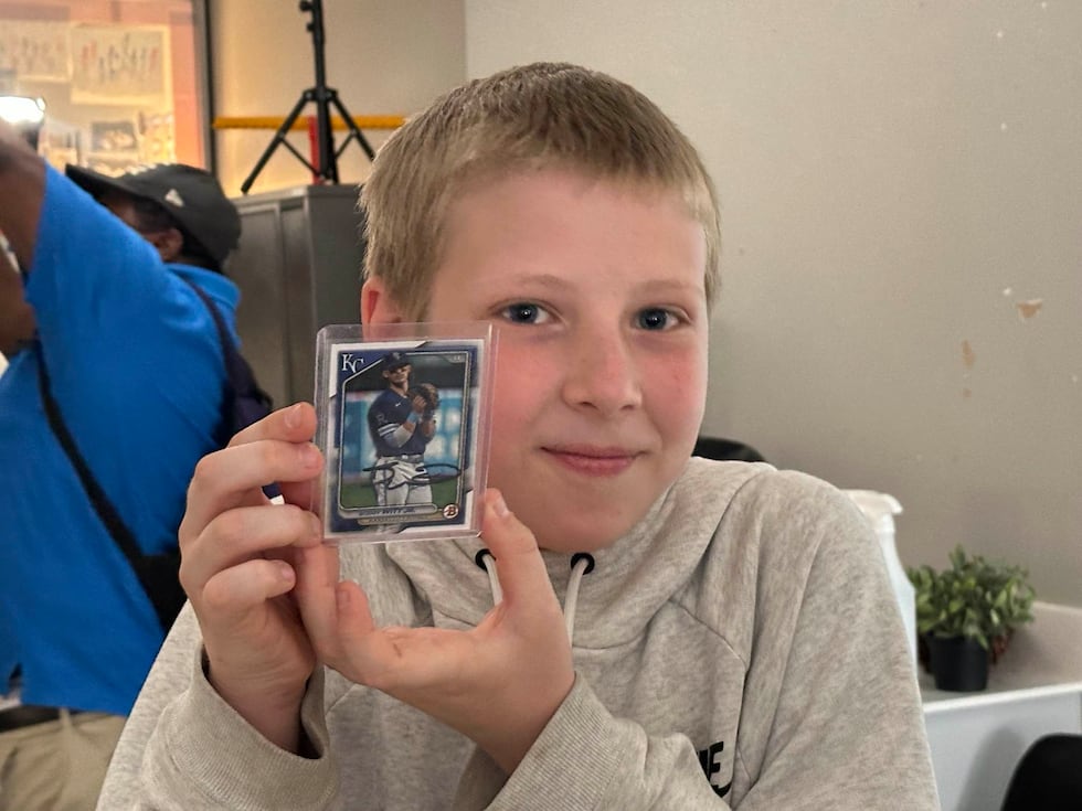 Fifth grader Alden Truesdell-Kinkeade bought a Bobby Witt Jr. baseball card from an antique...