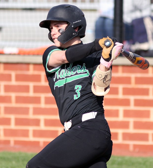Columbia's Jose Rivera delivers a hit to left against Wellington on April 14. (Randy Meyers - For The Morning Journal)