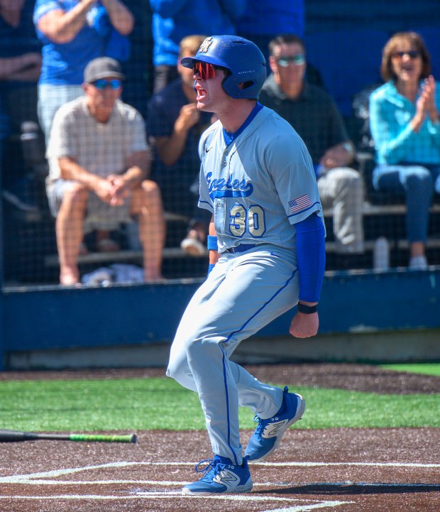 Santa Margarita’s Chase Marlow scores the second run of the...