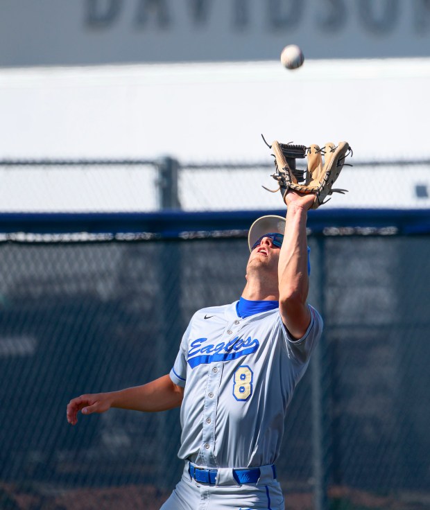 Santa Margarita’s Lucas Owens catches an infield pop fly against...