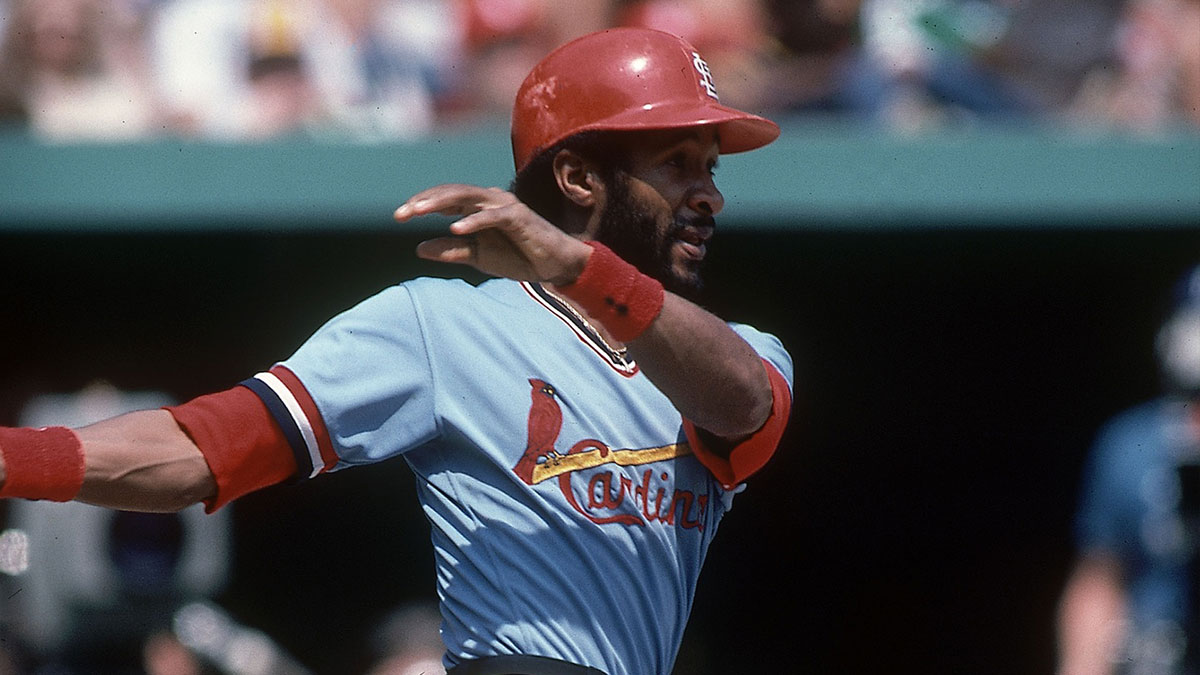 St. Louis Cardinals shortstop Ozzie Smith in action at the plate during the 1982.