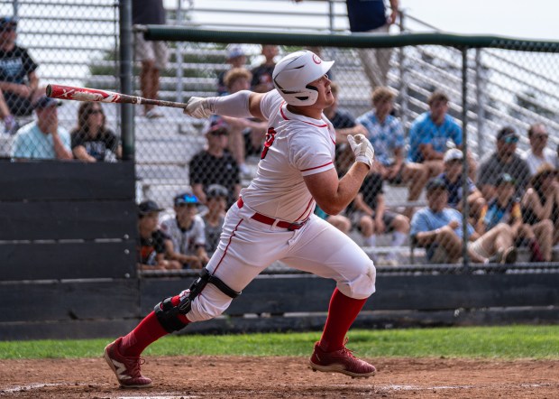 Chico's Luke Henderson knocks in a run with a base...