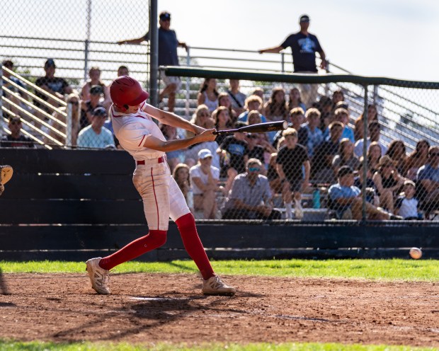 Chico's Alex Schukei hits a RBI single for Chico to...