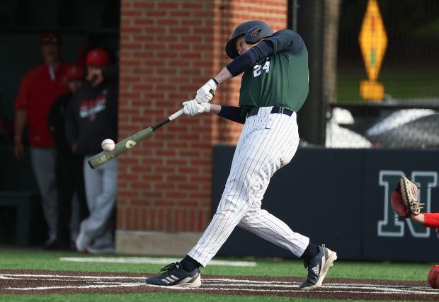New Trier's Trey Meyers bats 