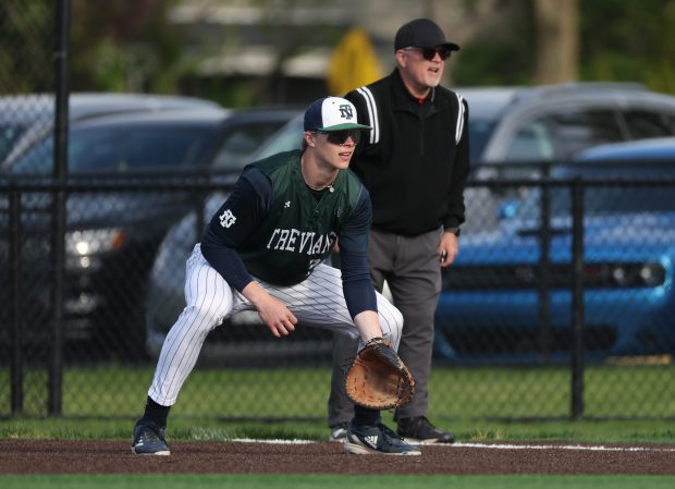 New Trier first baseman Trey Meyers