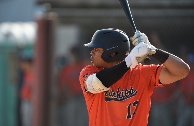 Oak Park-River Forest's Ethan Moore bats